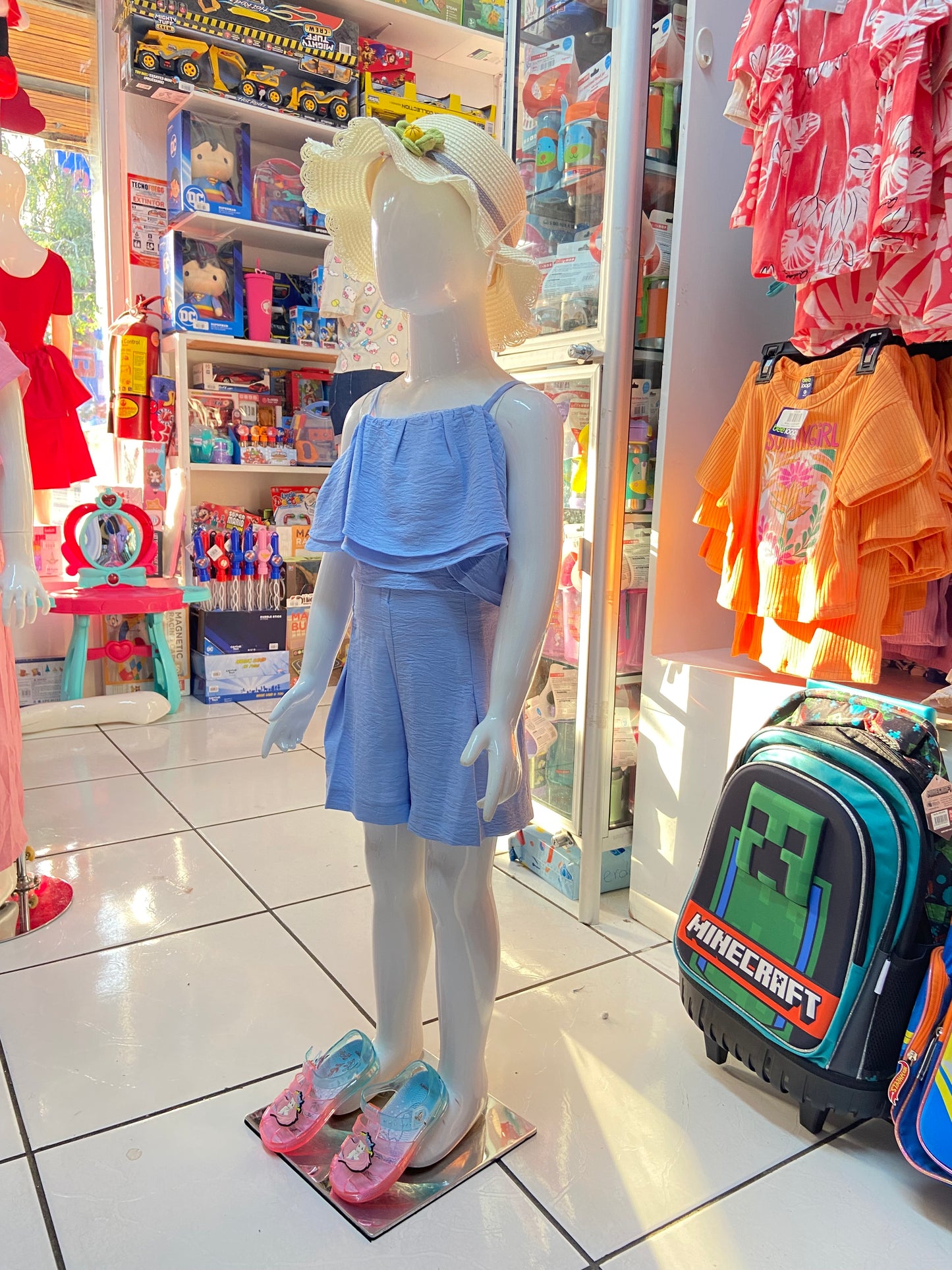 Set 2 piezas azul celeste niña short camisa Chic mi CSG1208-6