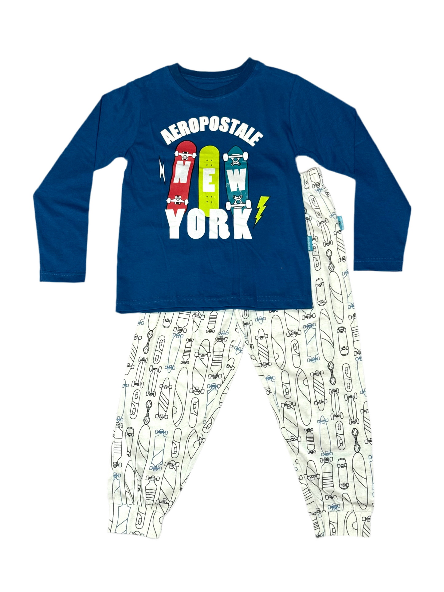 Pijama niño camisa new york azul oscuro pantalon blanco Aeropostale 3167