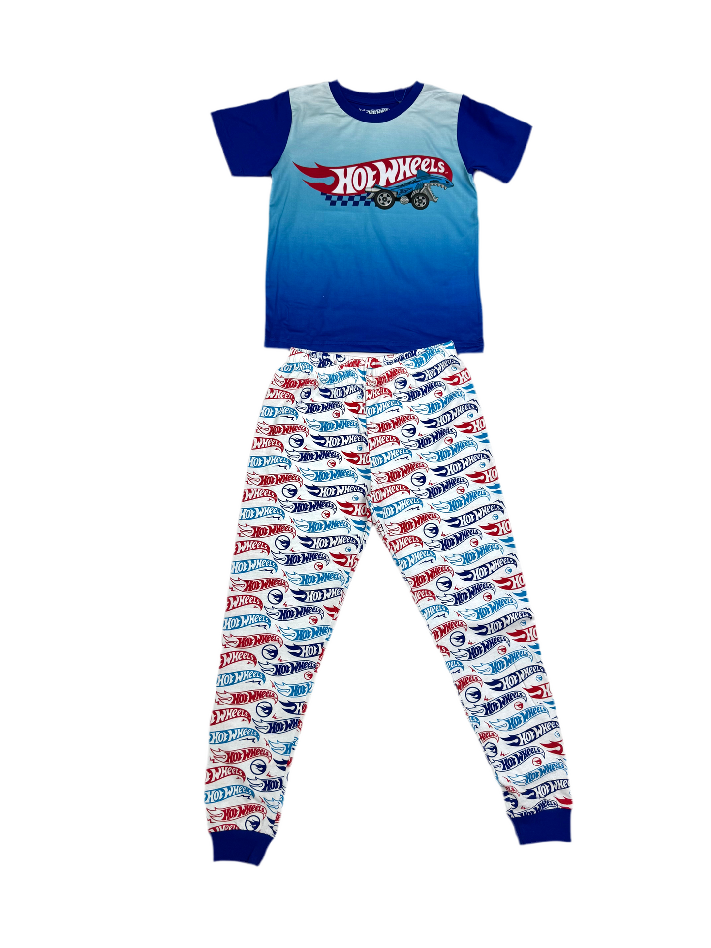 Pijama camisa azul oscuro pantalon blanco niño Hotwheels HW-91267