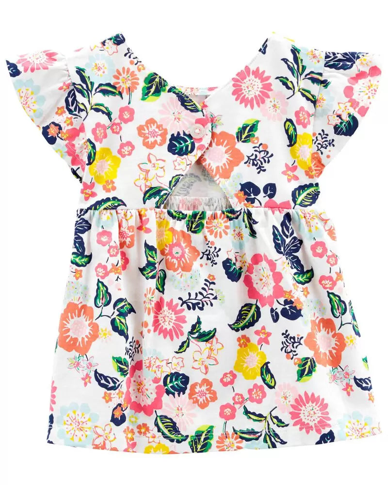 Set  2 piezas niña Carters flores short biker bata