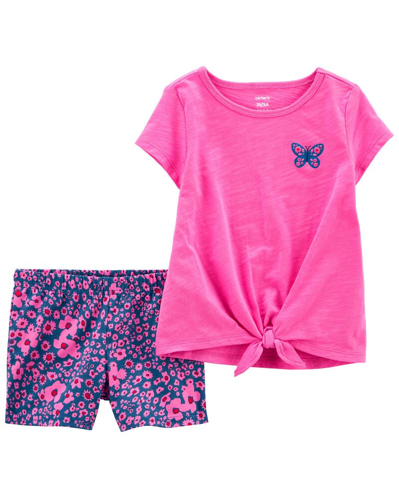 Set  2 piezas niña Carters camisa rosada y short