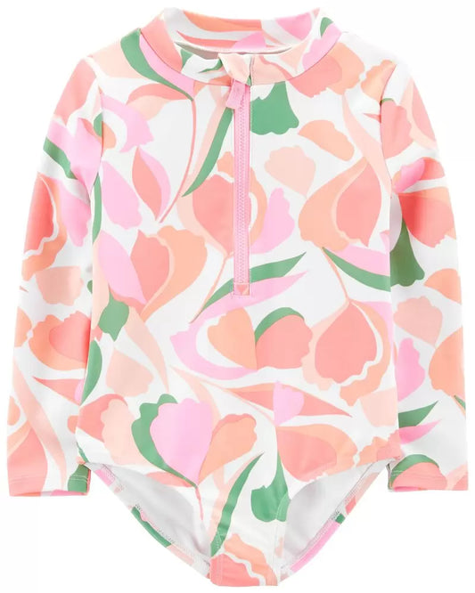Traje de baño Carters flores manga larga niña