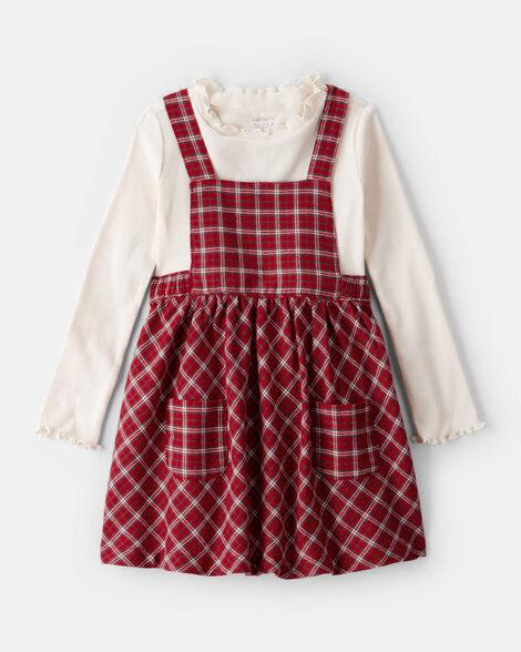 Vestido overall rojo cuadros camisa blanca carters 2T566410