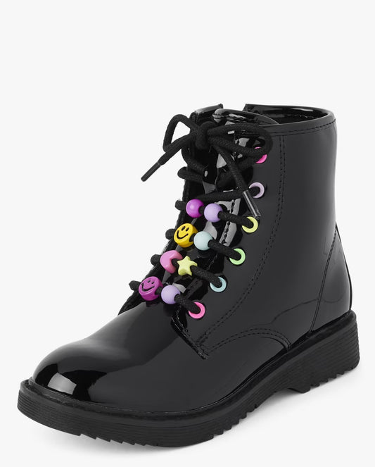 Botas botines burritos negros Childrens place charol caritas
