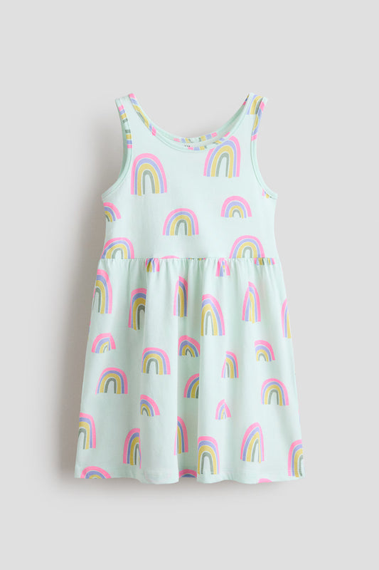 Vestido arcoíris verde acqua niña H&M 1157735123