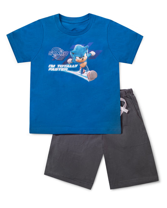 Conjunto Sonic Short Camisa Azul Gris Niño 3000173701