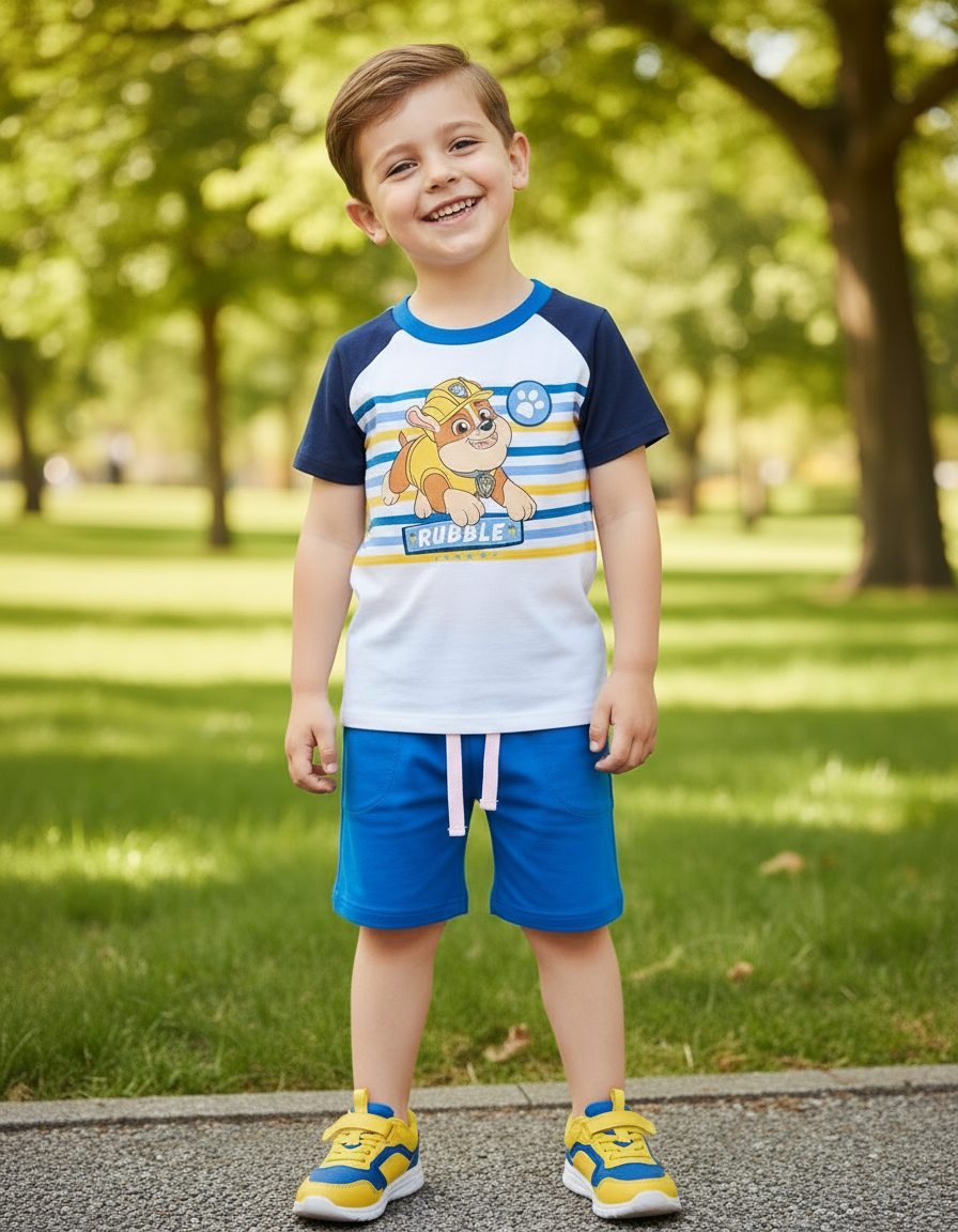 Set Conjunto Nickelodeon St Jacks Short Azul Camisa Azul Blanco Niño 3000173802