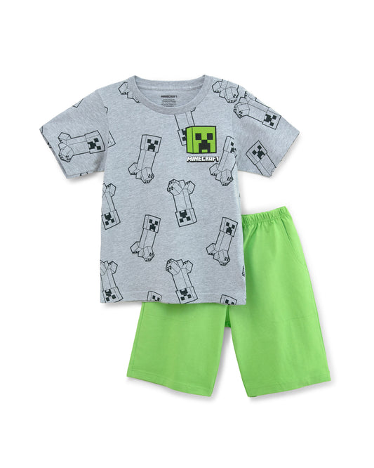 Set conjunto 2 piezas camisa gris short verde Minecraft niño St Jacks 3000180102