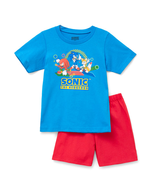 Set conjunto 2 piezas camisa azul celeste short rojo niño Sonic St Jacks 3000181302