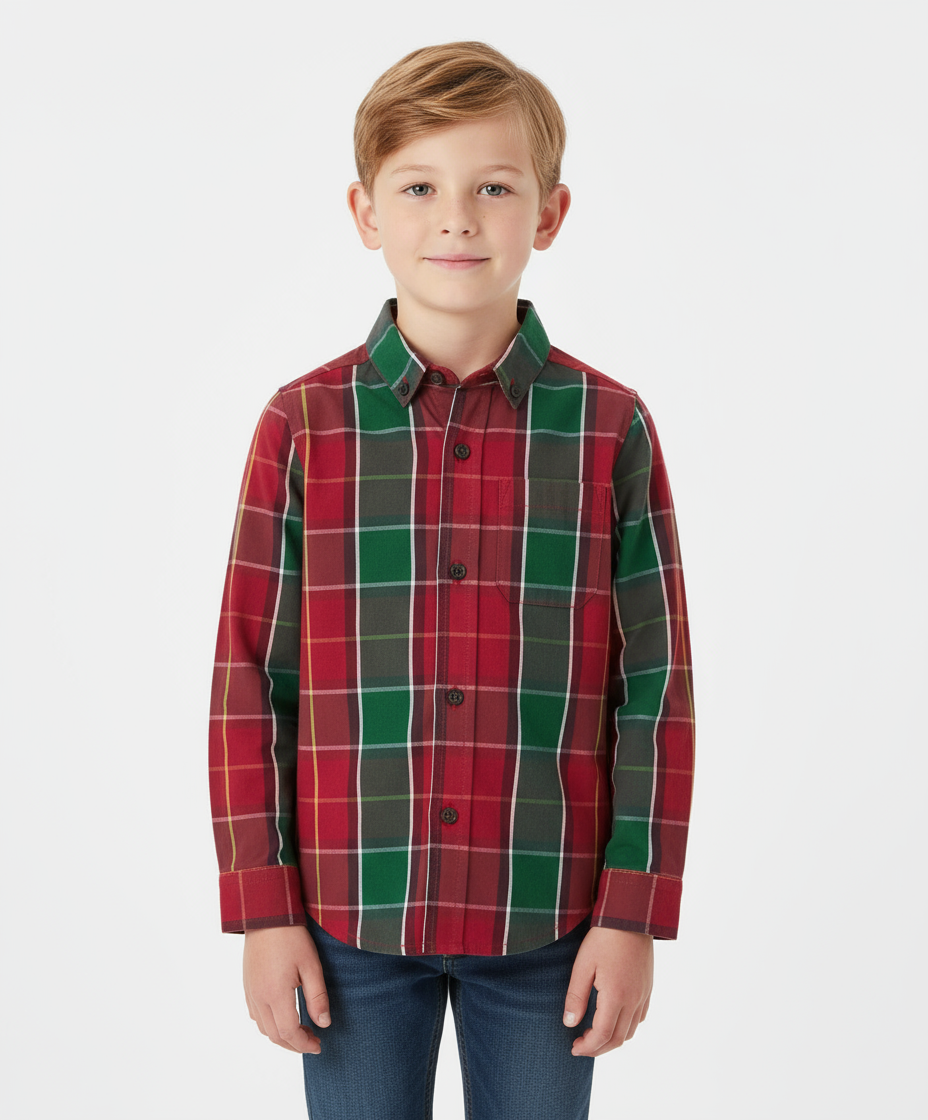 Camisa roja verde cuadros Gymboree niño 2 a  12 años formal 87279600