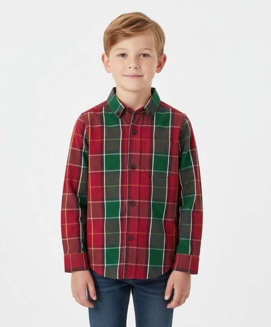 Camisa roja verde cuadros Gymboree niño 2 a  12 años formal 87279600