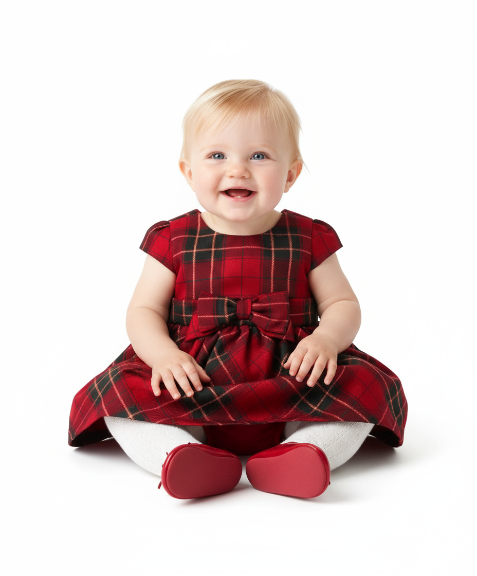 Vestido rojo cuadros bebe niña Childrens Place 6 a 12 meses  94259184