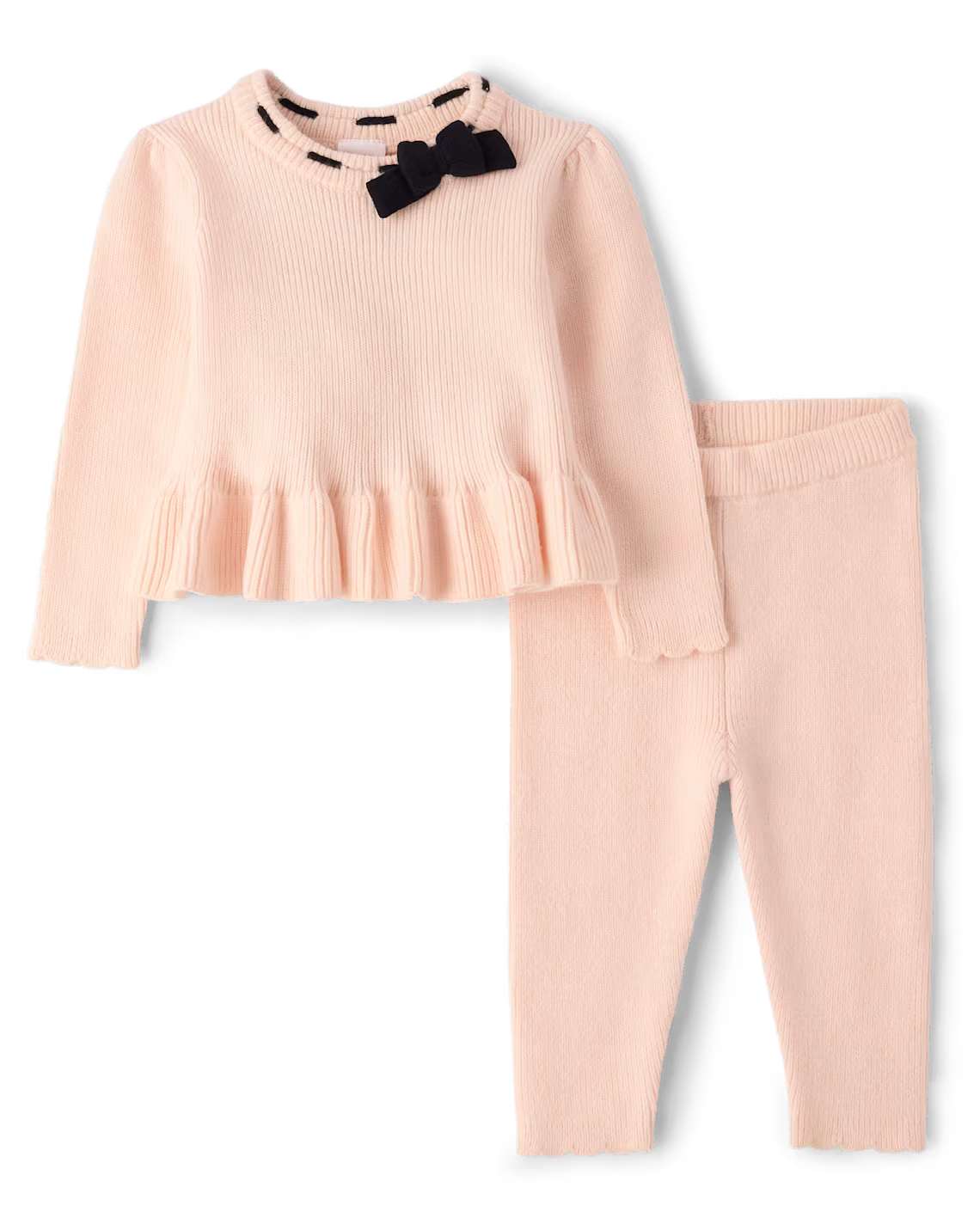 Set conjunto 2 piezas camisa pantalon rosado chongo negro bebe niña Childrens Place 3058376
