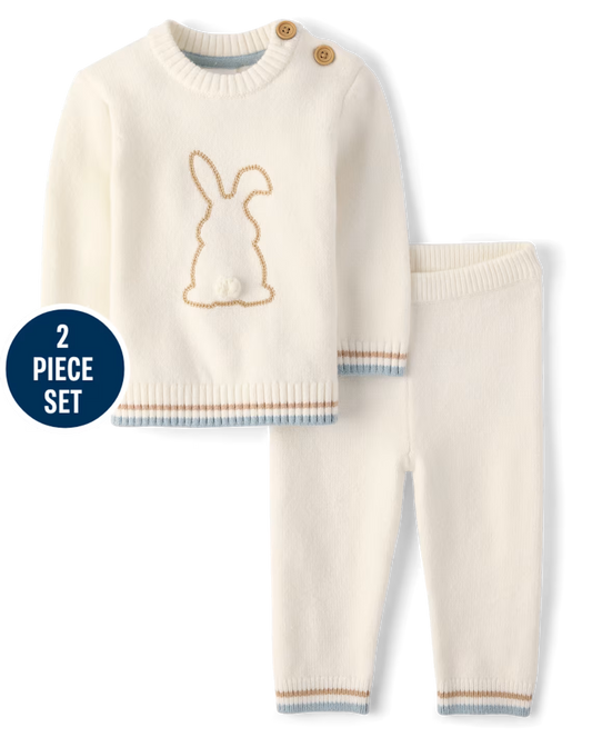 Set conjunto 2 píezas camisa pantalon blanco conejo bebe niño Childrens Place 3058442