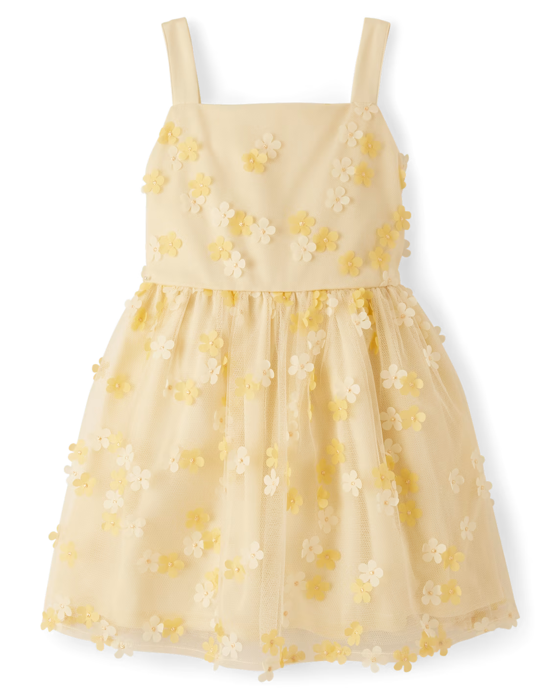 Vestido floreado amarillo aplicaciones 3D niña Childrens Place 3059017