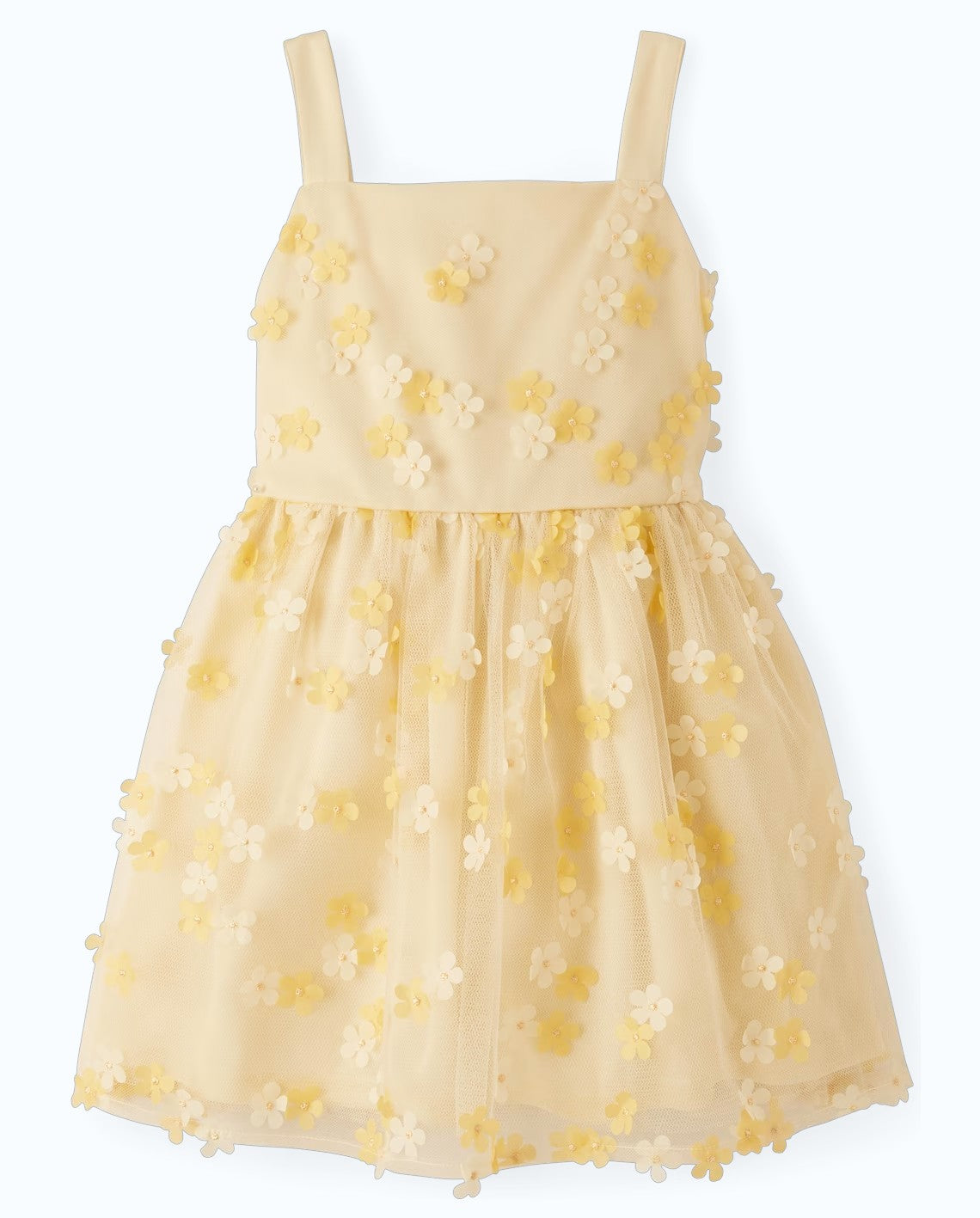 Vestido floreado amarillo aplicaciones 3D niña Childrens Place 3059017