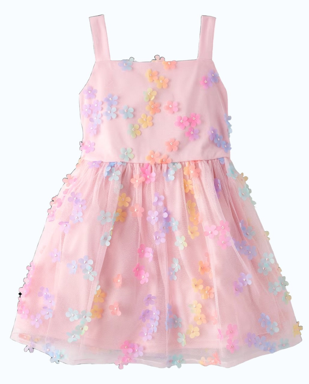 Vestido floreado aplicaciones 3D rosado niña Childrens Place 3059018