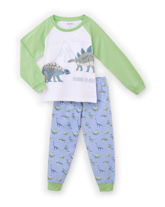 Set conjunto Pijama 2 piezas camisa blanca verde dinosaurio pantalon azul dinosaurio St Jacks 3080184001