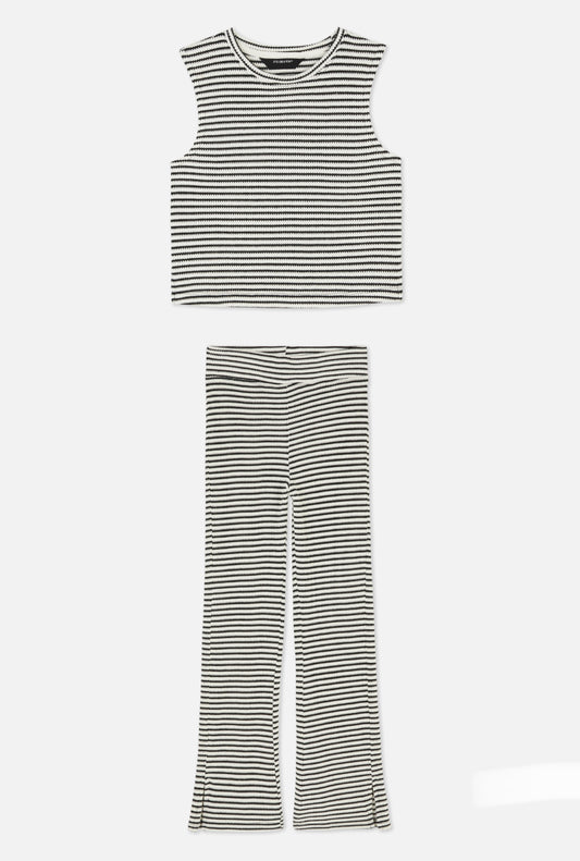 Set conjunto 2 piezas camisa rayada negra pantalón rayado negro niña Primark