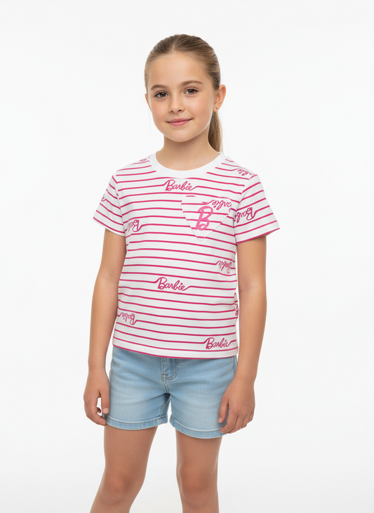 Camisa blanca rosado claro niña Barbie Disney BA-90049