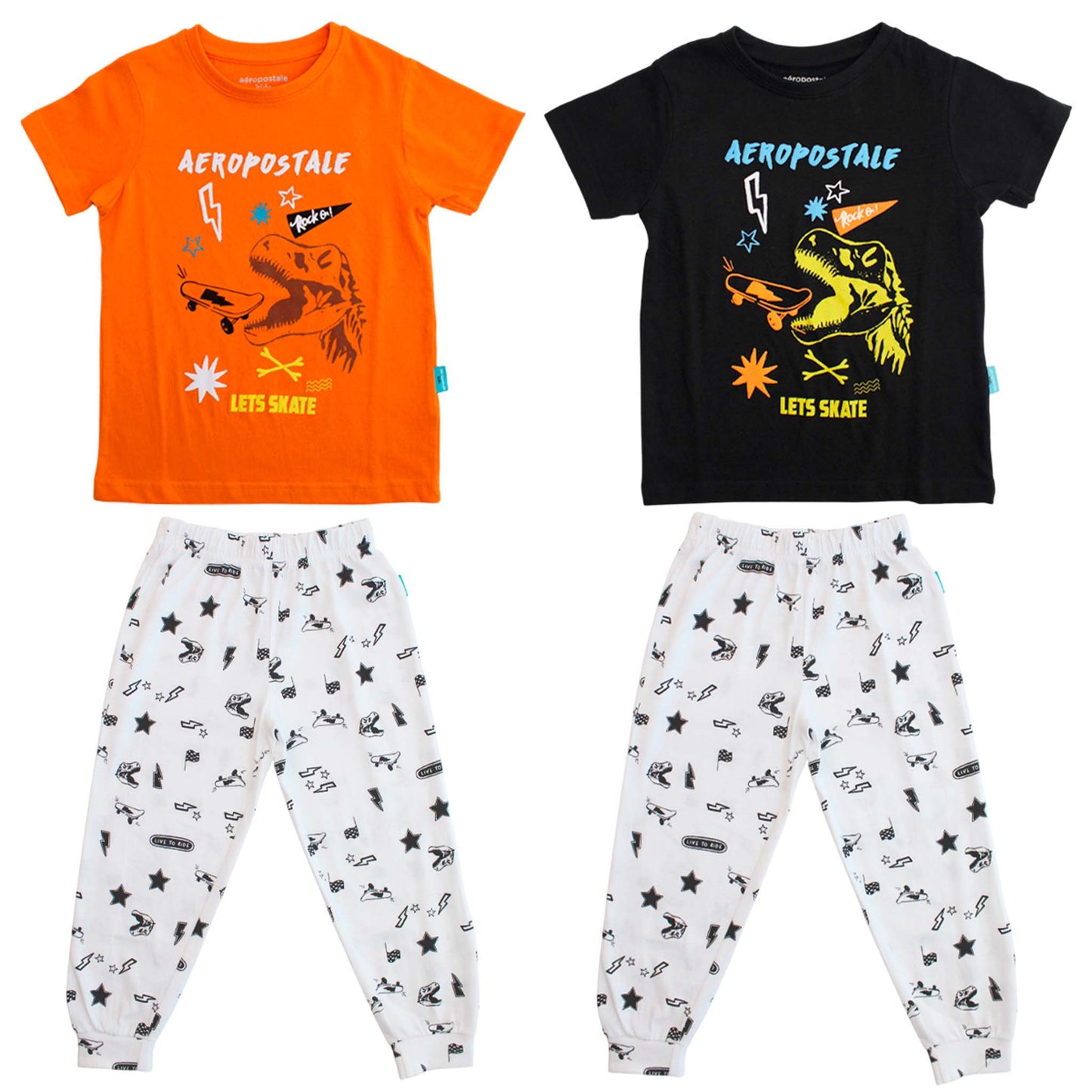 Pijama camisa naranja dinosaurio pantalon blanco niño Aeropostale 3166