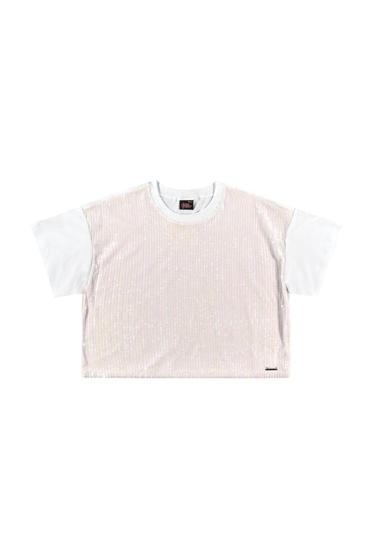 Blusa Gloss Nude Blanca lentejuelas Niña Grande 31840-000101