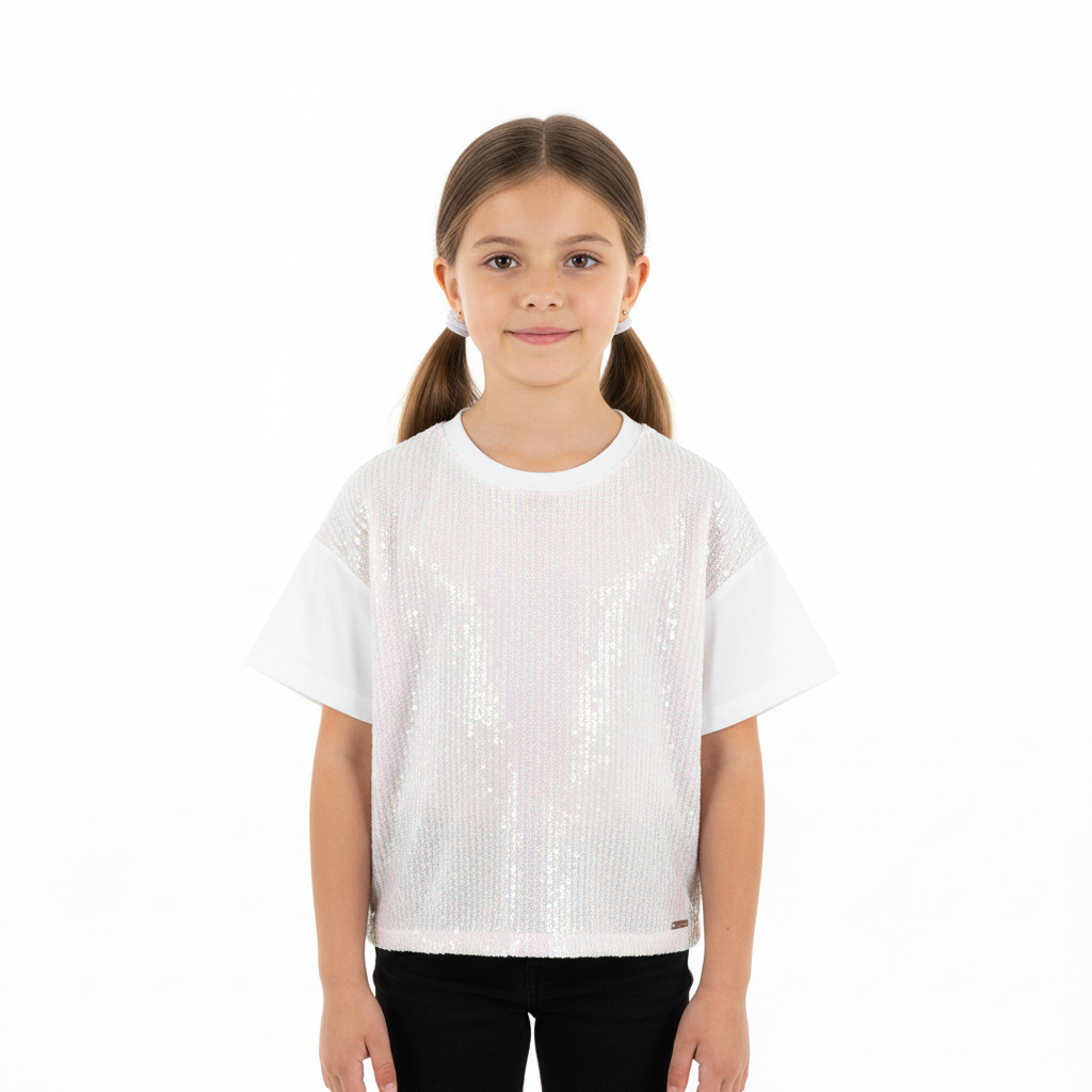 Camisa blusa Gloss Nude Blanca lentejuelas Niña Grande 31840-000101