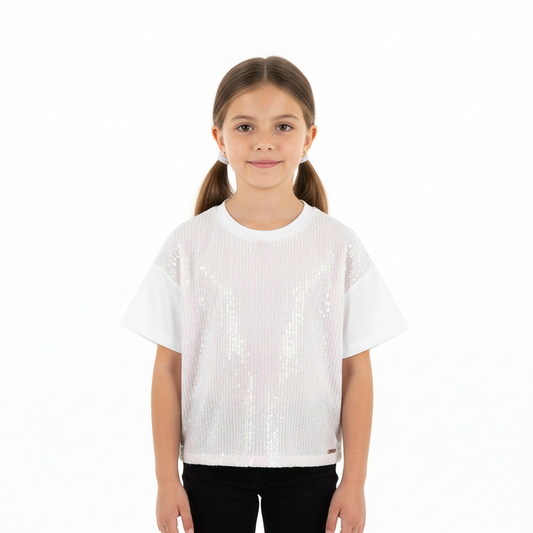 Camisa blusa Gloss Nude Blanca lentejuelas Niña Grande 31840-000101