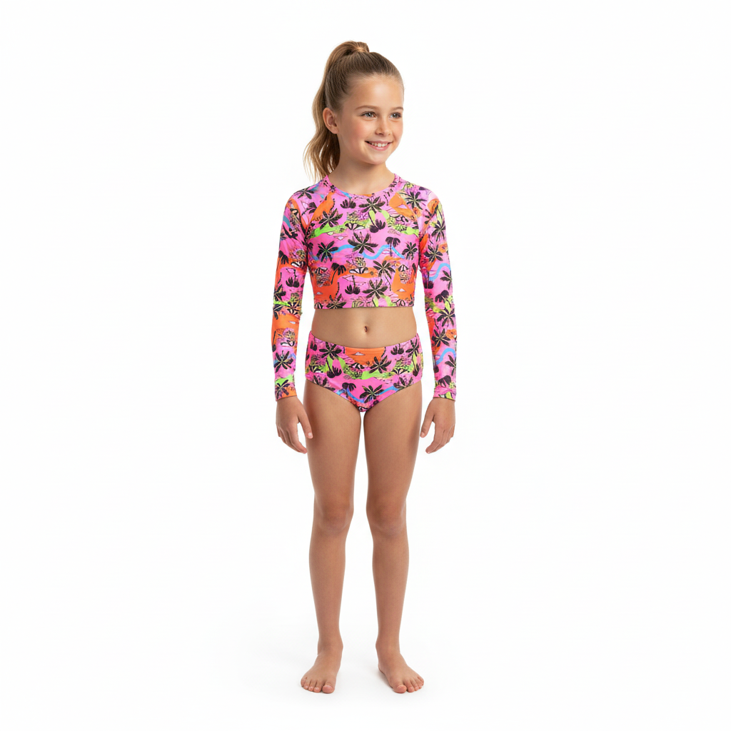 Traje de baño Bikini Gloss Rosa Palmeras Larga Niña Grande 31886_SB0379
