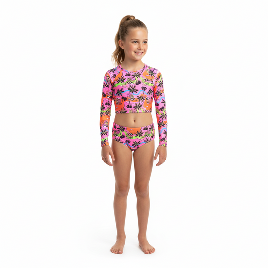 Traje de baño Bikini Gloss Rosa Palmeras Larga Niña Grande 31886_SB0379