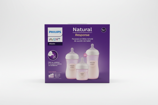 Biberon anticolicos Avent Natural Rosado 0m+ 3 set 125ml(4onz), 260ml(9onz), 330ml(11onz)