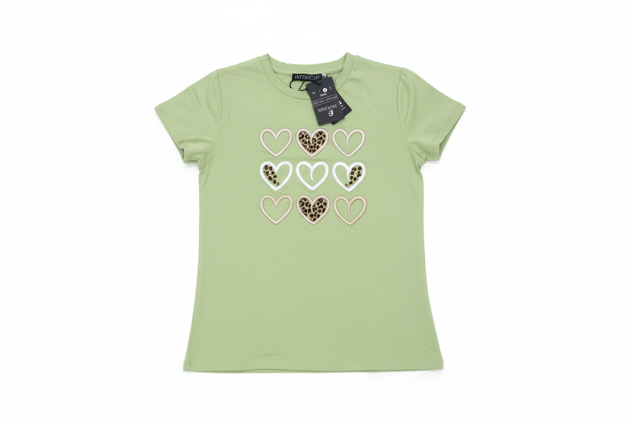 Camisa corazones bordados verde S-XL Intrigue IN1-2213 425350
