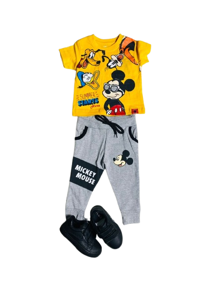 Set 2 piezas pijama Mickey camisa amarilla niño