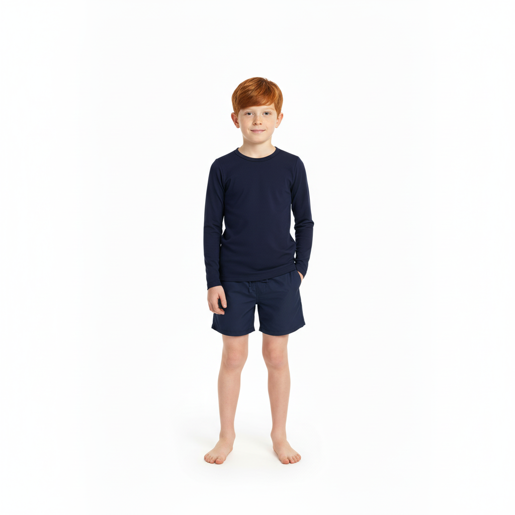 Camisa traje de baño Niño niña  manga larga  azul marino Quimby 34098-193921