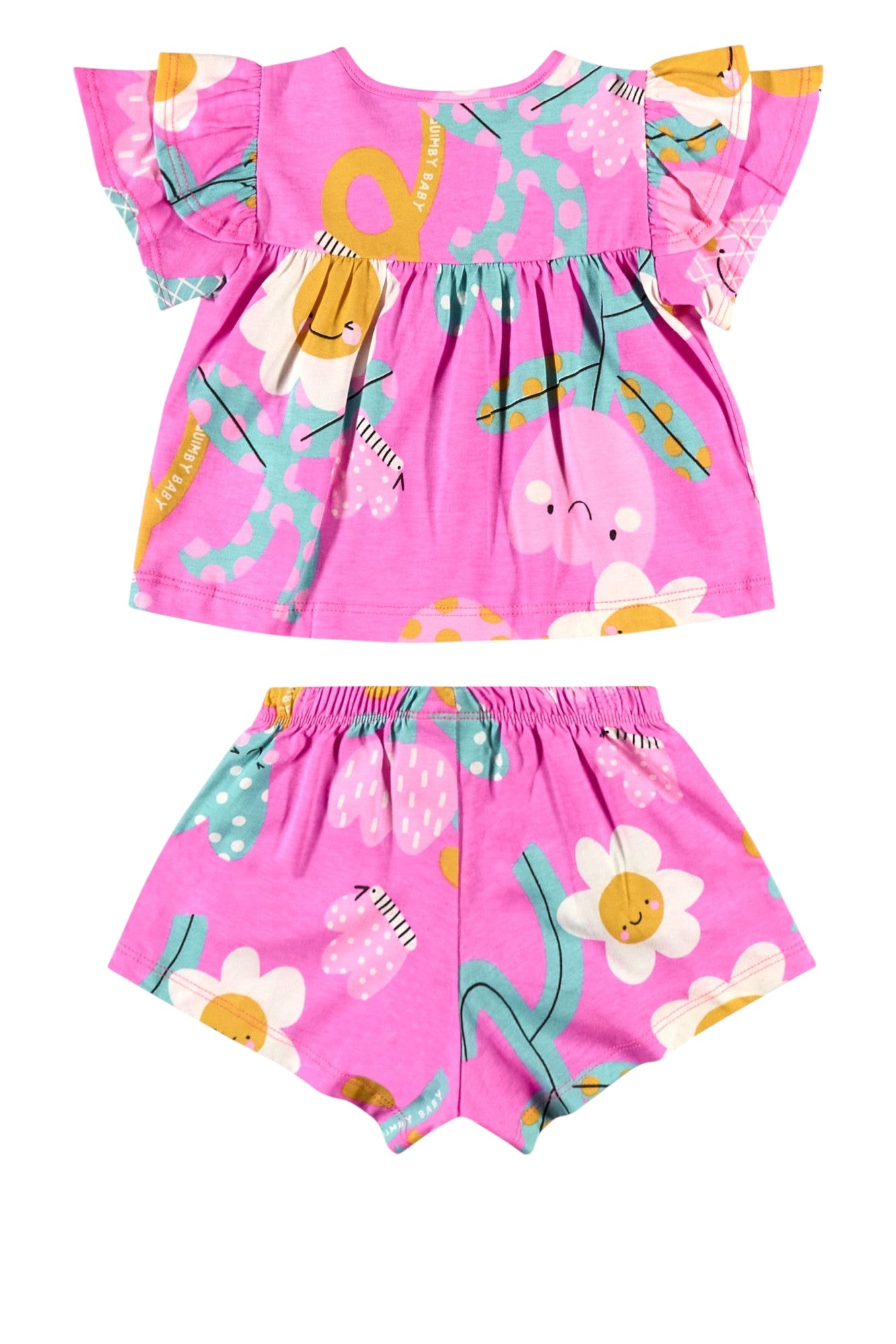 Set 2 piezas niña flores color rosado  34127-FLO966