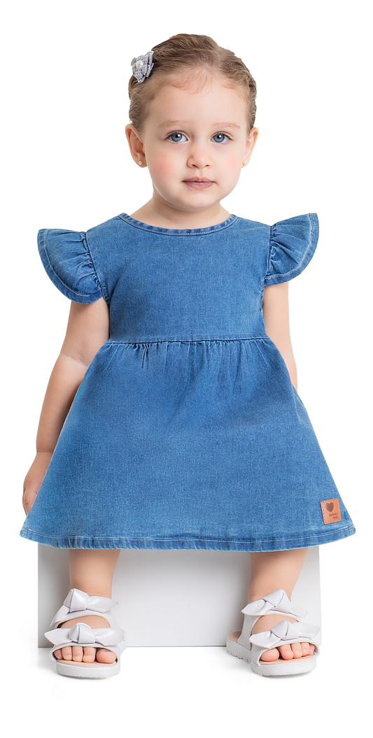 Vestido azul jean quimbybaby bebe niña 34132-184025 revuelos denim