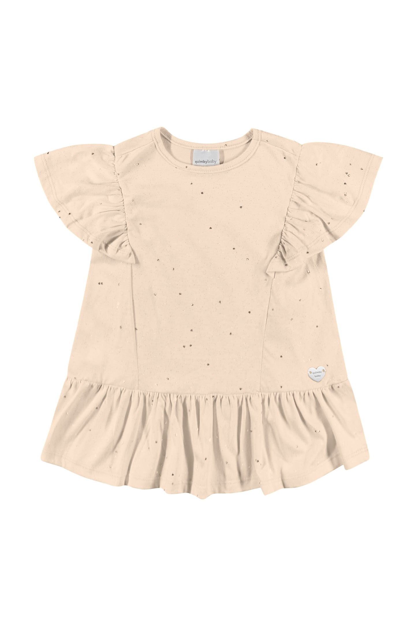 Vestido bebé niña color beige  34142 GLI 015 revuelos glitter
