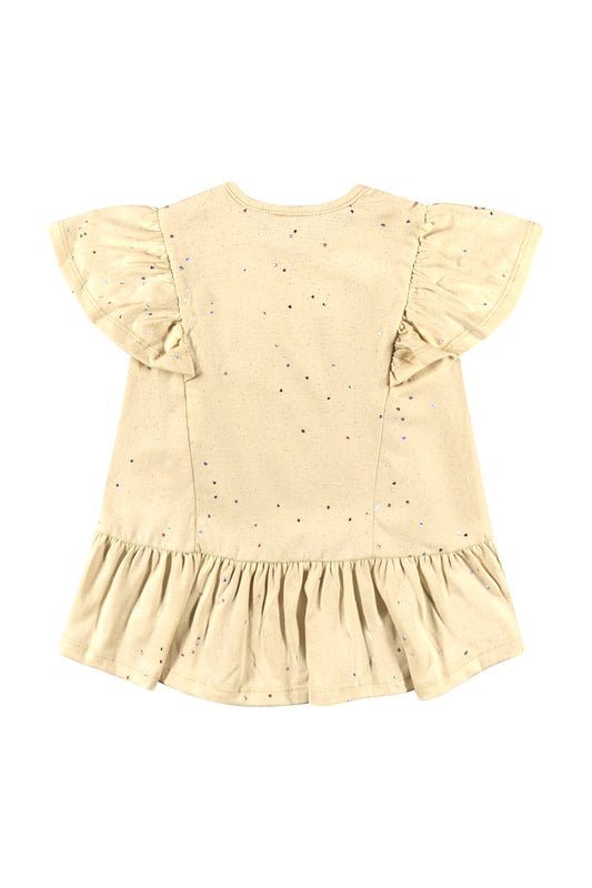 Vestido bebé niña color beige  34142 GLI 015 revuelos glitter