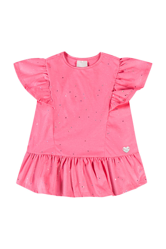 Vestido niña color rosado 34142 GLI 016 revuelos glitter