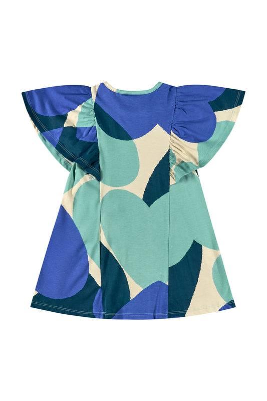 Vestido niña color azul 34164 AB2153 revuelos corazón