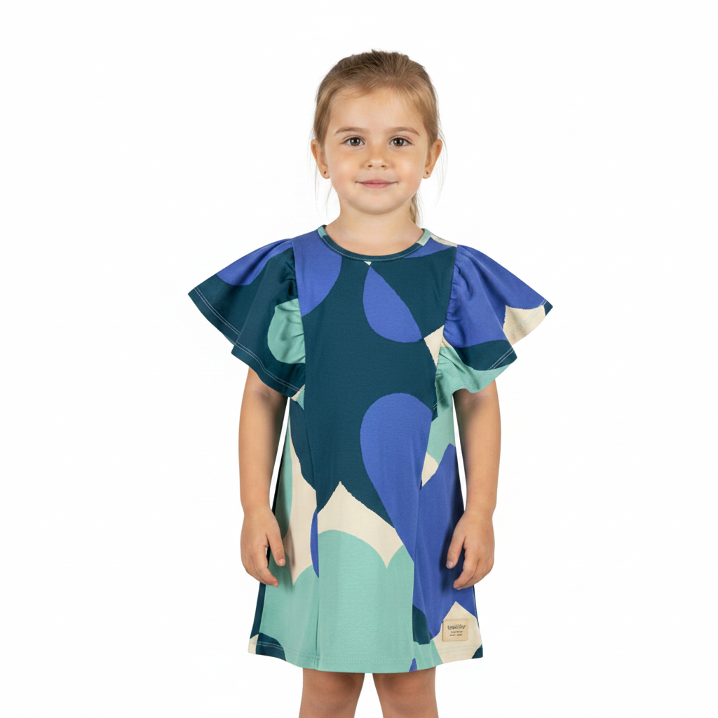 Vestido niña color azul 34164 AB2153 revuelos corazón promo 2x1000
