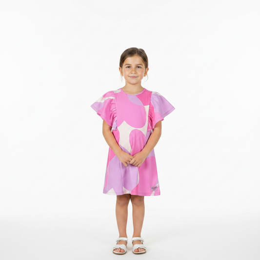 Vestido niña color rosado corazones 34164 AB2154 revuelos promo 2x1000
