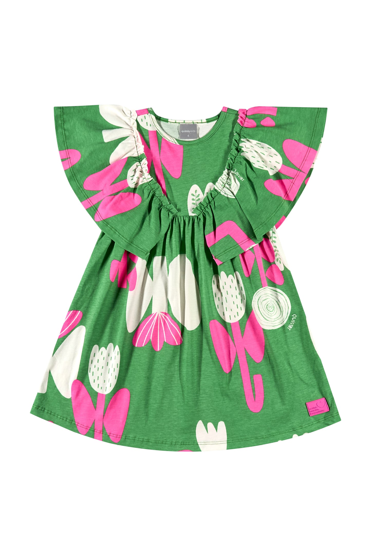 Vestido Verde flores tulipanes niña quimby 34184 FLO983 promo 2x1000