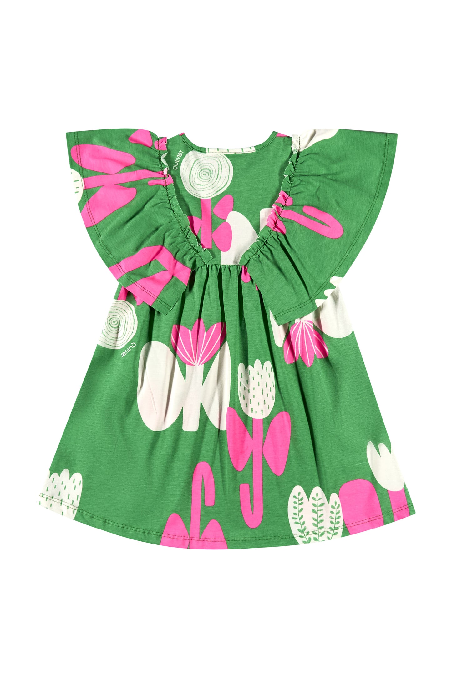 Vestido Verde Olivo niña quimby  34184 FLO983 tulipanes