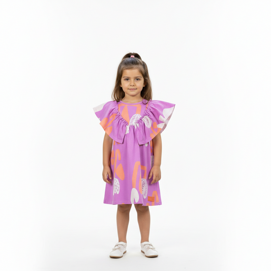 Vestido Morado flores tulipanes niña quimby  34184 FLO984 promo 2x1000