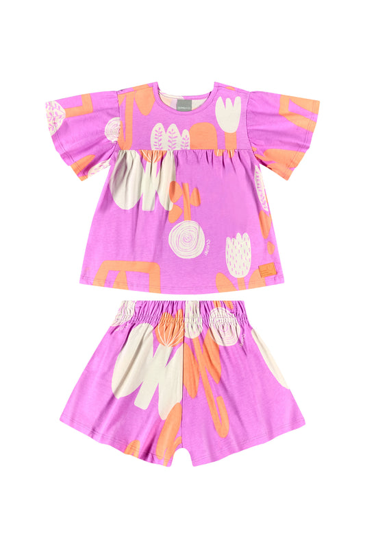Set blusa y short rosada niña quimby  34186-FLO984