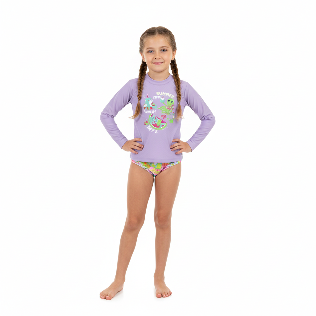 Traje de baño niña manga larga Quimby morado lila 34205 - 143812