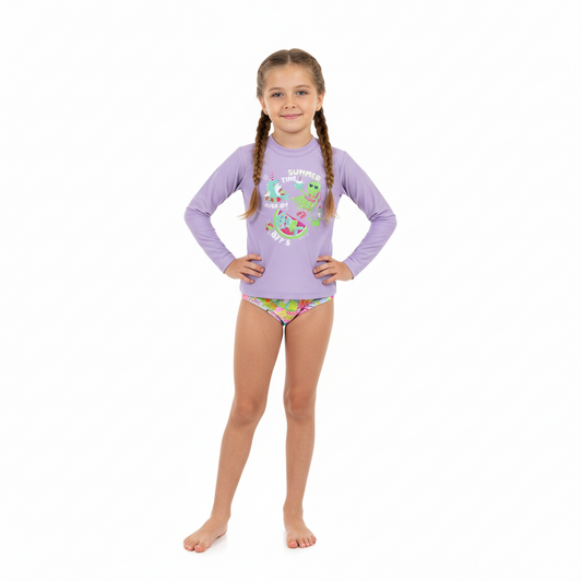 Traje de baño niña manga larga Quimby morado lila 34205 - 143812