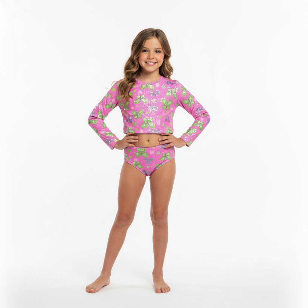 Traje de baño niña manga larga Quimby morado lila 34206 - SB0389
