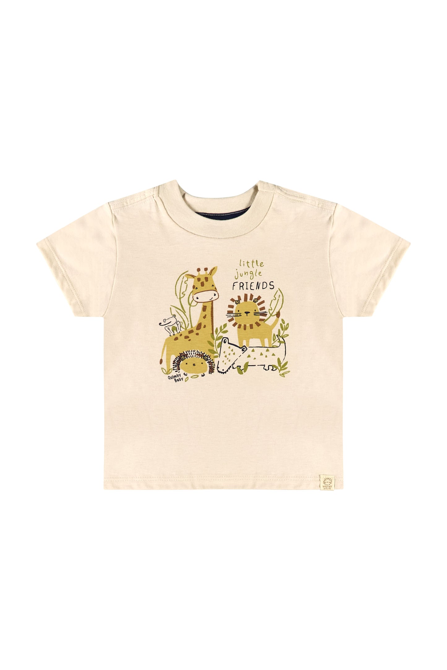 Set Conjunto bebe niño animales safari Camiseta beige shorts jeans 34213 - 12034
